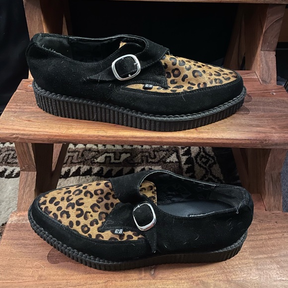 T.U.K. Leopard and black creepers. Slip on loafer style with buckle detail. - Picture 4 of 4
